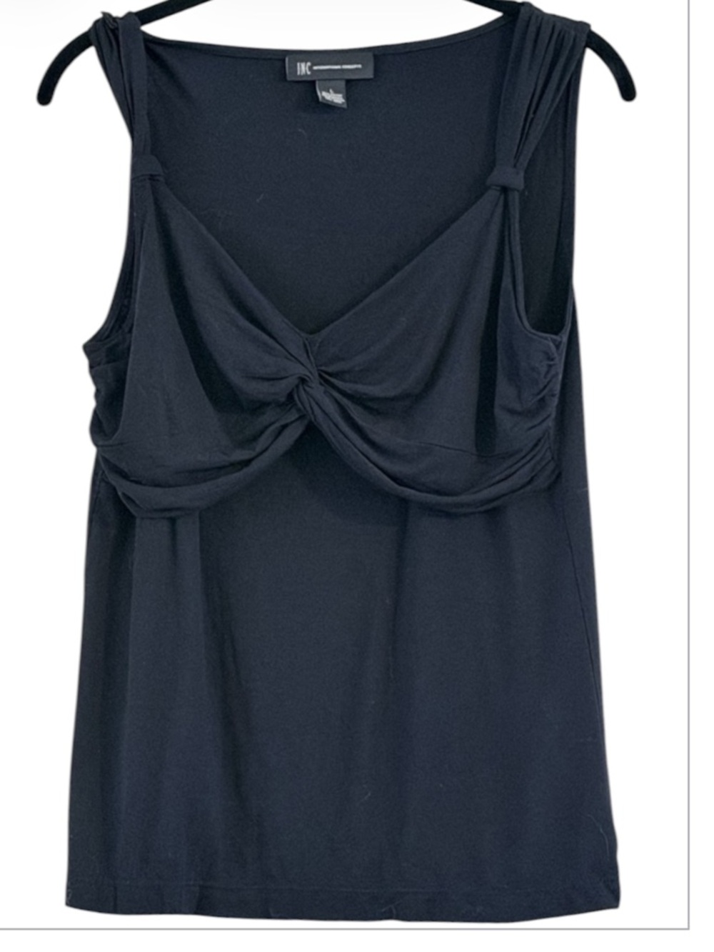 INC International Concepts Midnight Knotted Front Camisole Top Size L